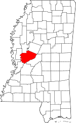 Map of Mississippi highlighting Yazoo County