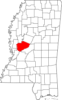 Map of Mississippi highlighting Yazoo County