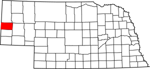 Map of Nebraska highlighting Scotts Bluff County