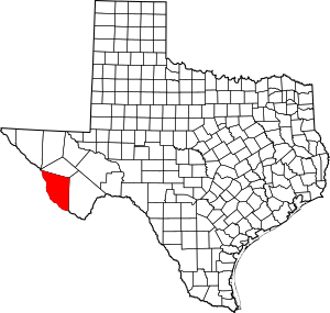 Map of Texas highlighting Presidio County