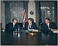 Meeting with the Shah of Iran. Mohammad Reza Shah Pahlavi, President Kennedy, Secretary of Defense Robert McNamara.... - NARA - 194206