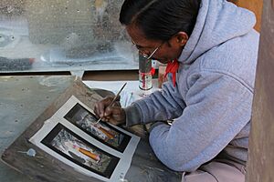 Mewari painting artist at work