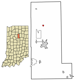 Location of Denver in Miami County, Indiana.
