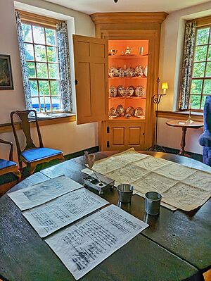 Moland house interior with replication of Washington's Plan for the Battle of Brandywine signed by his Generals