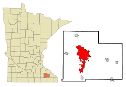 Location of the city of Rochesterwithin Olmsted County, Minnesota