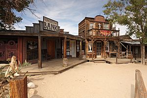 Saloon, bank, bath house and livery stables on Mane Street, Pioneertown, CA