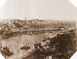 Porto. Vista parcial da cidade em 1849. Frederick William Flower