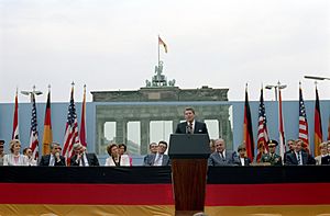 President Ronald Reagan making his Berlin Wall speech