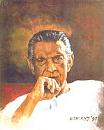 A portrait of Satyajit Ray