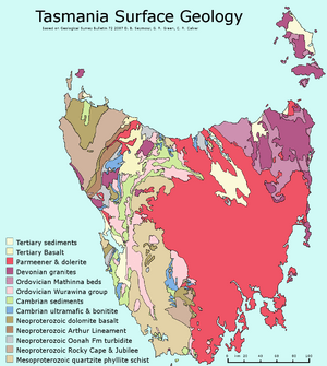 Tasmania simple geology map