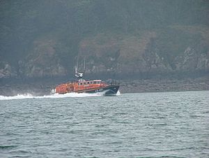 The Lady Rank Lifeboat in Chapel Bay near Angle