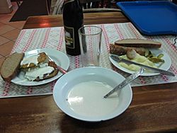 The meal in Belorussian cafe in Vitebsk.