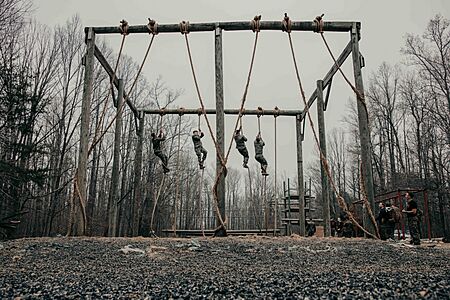 US Marines navigate obstacle course - Force Fitness Instructor Course - The Basic School - MCB Quantico - March 2025