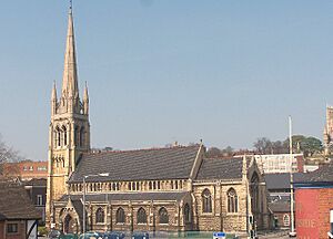 Unusual view of St Swithin from Broadgate footbridge - geograph.org.uk - 1071074.jpg