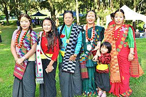 Women in cultural costume at Ubhauli Kirati festival 2017 at Gough Whitlam Park, Earlwood