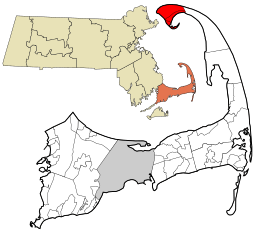 Location in Barnstable County and the state of Massachusetts