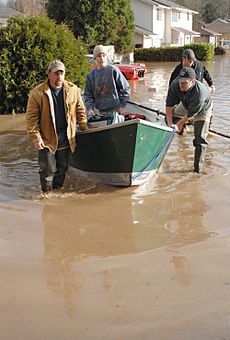 Boat in Vernonia, Oregon flood