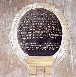 Commemorative plaque, St Mary’s Church, Lydiard Tregoze, Swindon (crop)
