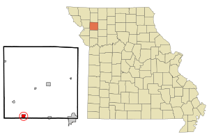DeKalb County Missouri Incorporated and Unincorporated areas Stewartsville Highlighted.svg