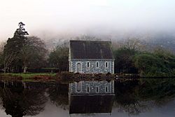 Church at Gougane Barra - built on island near monastery/well site at end of 19th century.