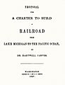Hartwell Carver 1847 Pacific Railroad Proposal Title Page