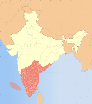 Map of states and Union Territories in South India