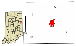 Location of Portland in Jay County, Indiana