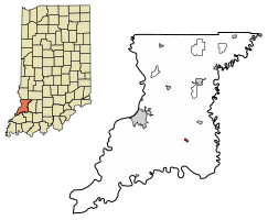 Location of Monroe City in Knox County, Indiana.