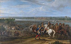 Louis XIV crosses the Rhine at Lobith - Lodewijk XIV trekt bij het Tolhuis bij Lobith de Rijn over, 12 juni 1672 (Adam Frans van der Meulen)