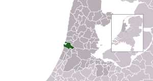 Highlighted position of Velsen in a municipal map of North Holland