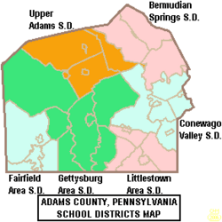 Map of Adams County Pennsylvania School Districts