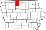 State map highlighting Kossuth County