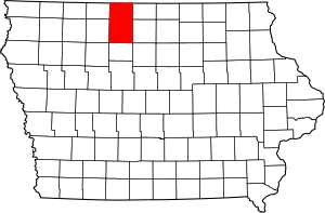 Map of Iowa highlighting Kossuth County