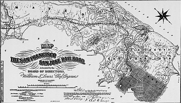 Map of the San Francisco and San Jose Railroad (cropped)