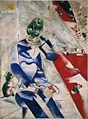Marc Chagall, 1911, Trois heures et demie (Le poète), Half-Past Three (The Poet), oil on canvas, 195.9 x 144.8 cm, Philadelphia Museum of Art