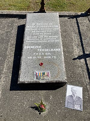 Mary and Ebenezer TEICHELMANN grave site with medals and portrait