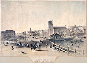 Melbourne in 1862 from Princes Bridge