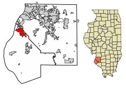 Location of Columbia in Monroe County, Illinois.