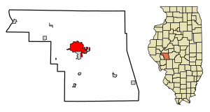 Location of Jacksonville in Morgan County, Illinois