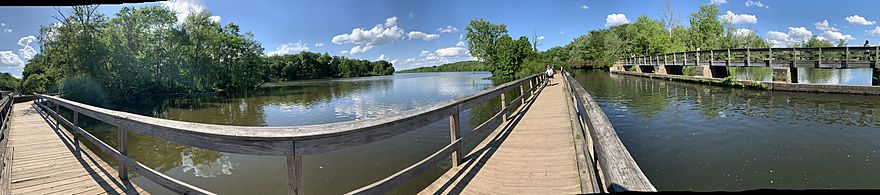 A panorama of the D&R Canal and the Millstone River