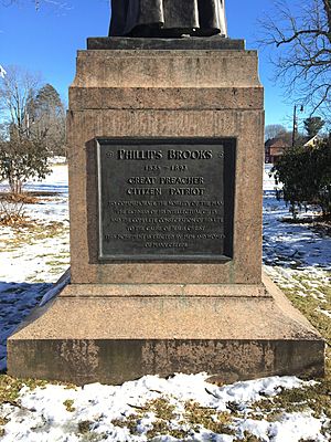 Plaque on rear base of Phillips Brooks Statue, North Andover Common