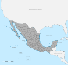 Political divisions of Mexico 1865 (location map scheme)