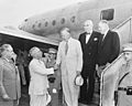 President Truman at National Airport in Washington, D. C. seeing off Secretary of State George Marshall and two... - NARA - 199696