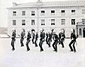 Royal Military College of Canada cadets drill in parade square, Stone Frigate 1880s