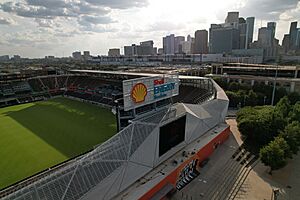 Shell Energy Stadium North Facade along Texas Avenue