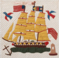 Ship detail of Baltimore album quilt circa 1845-1855