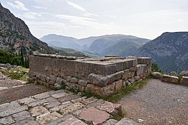 Sideview of the Siphnian Treasury at the Sanctuary of Apollo (Delphi) on October 4, 2020