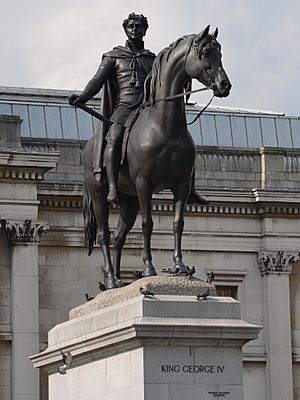 A close up of the statue on top of the plinth