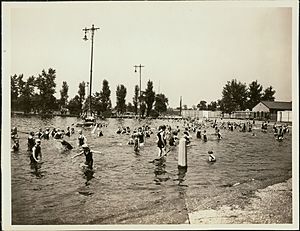 Swimmers at Fairgrounds Park swimming pool