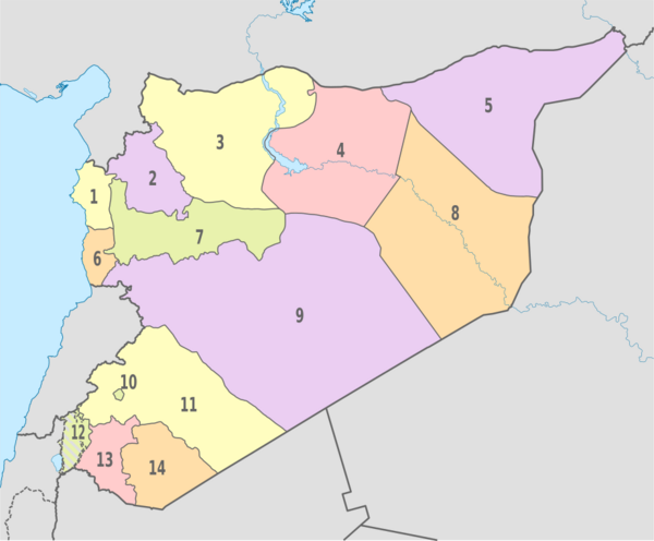 Syria, administrative divisions - Nmbrs - colored